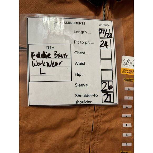 Eddie Bauer NWT Sz L  Brown Multi Pocket Men's Berber Lined Workwear Jacket - Picture 4 of 16